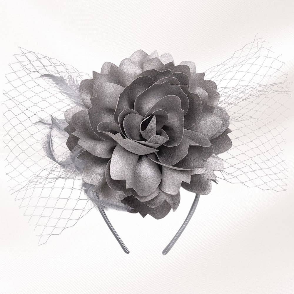 Flower Veil Fascinator / Headband: Gold