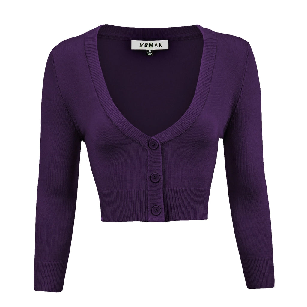 Grape Cropped Cardigan