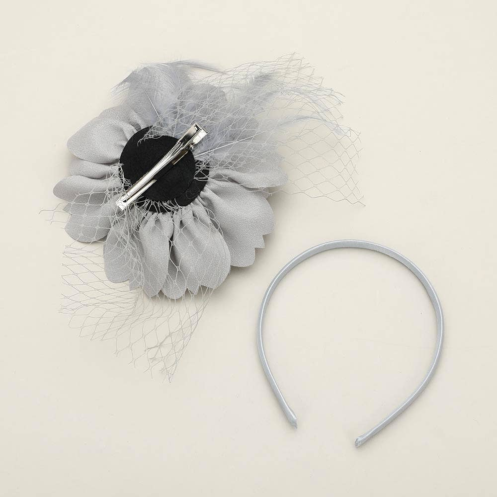 Flower Veil Fascinator / Headband: Gold