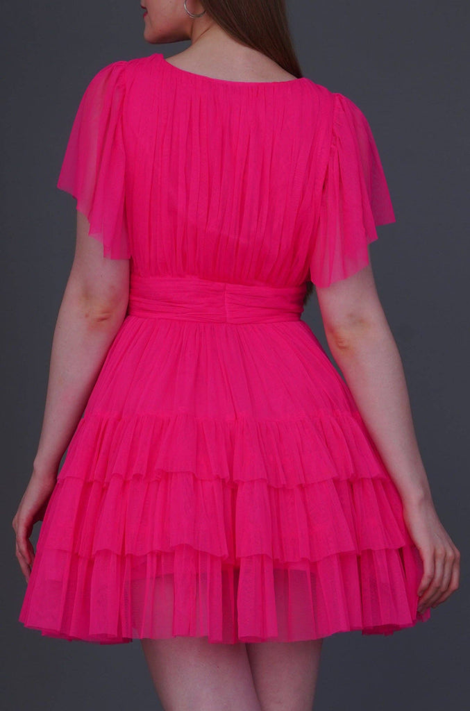 Electric Pink Tulle Mini Dress