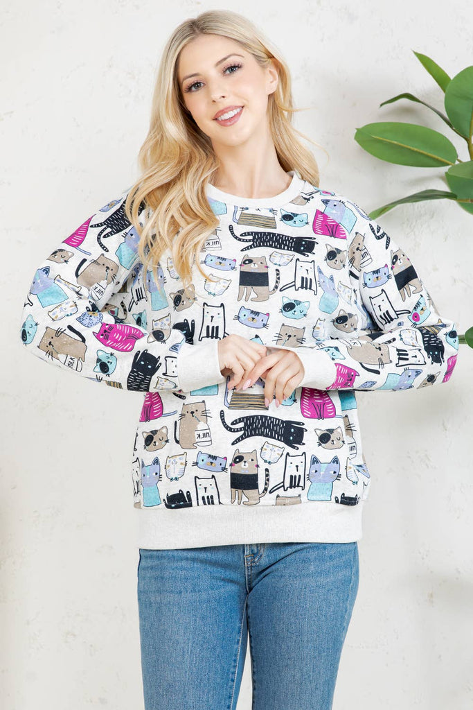 Colorful Cats Fleece Sweatshirt