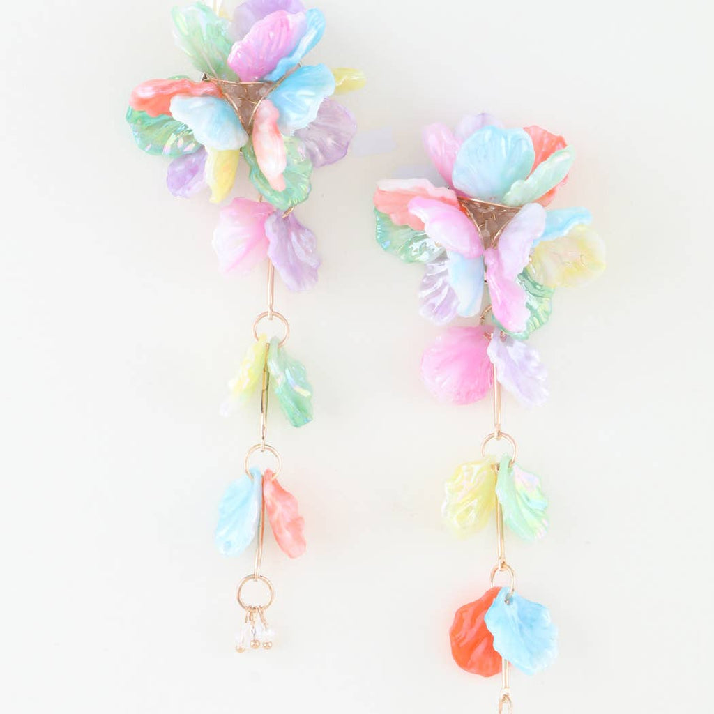 Pastel Rainbow Petal Earrings