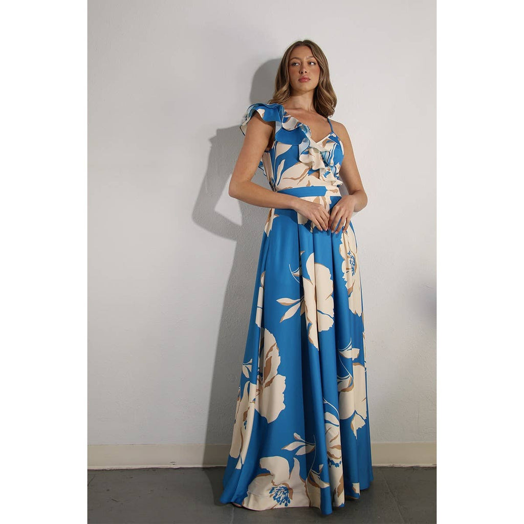 Jardin De Fleur Maxi Dress: Blue