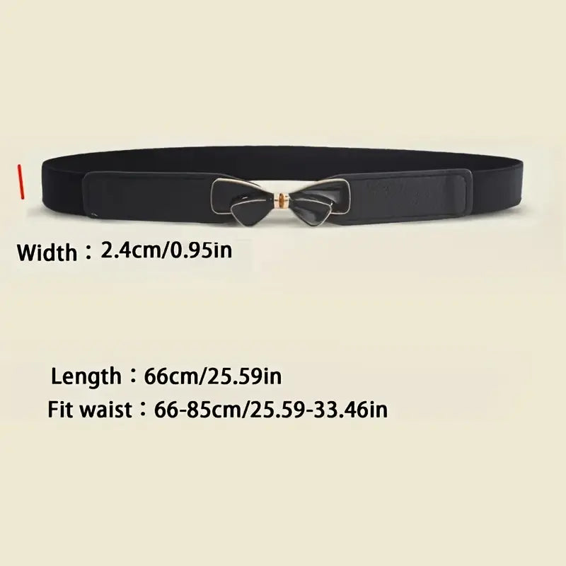 Bow Elastic Skinny Belt: Black