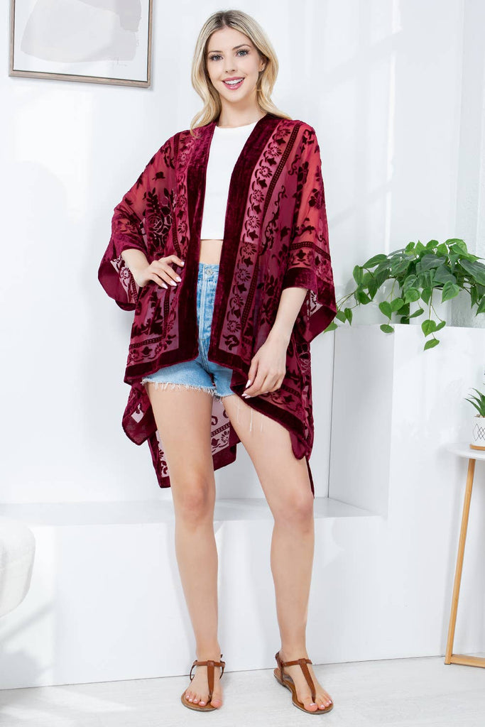 Bohemian Velvet Kimono: Wine