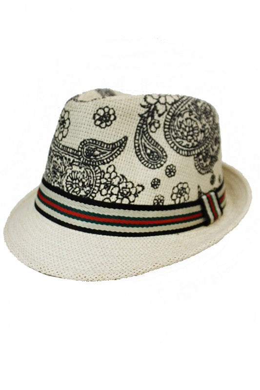 Natural Paisley Straw Fedora