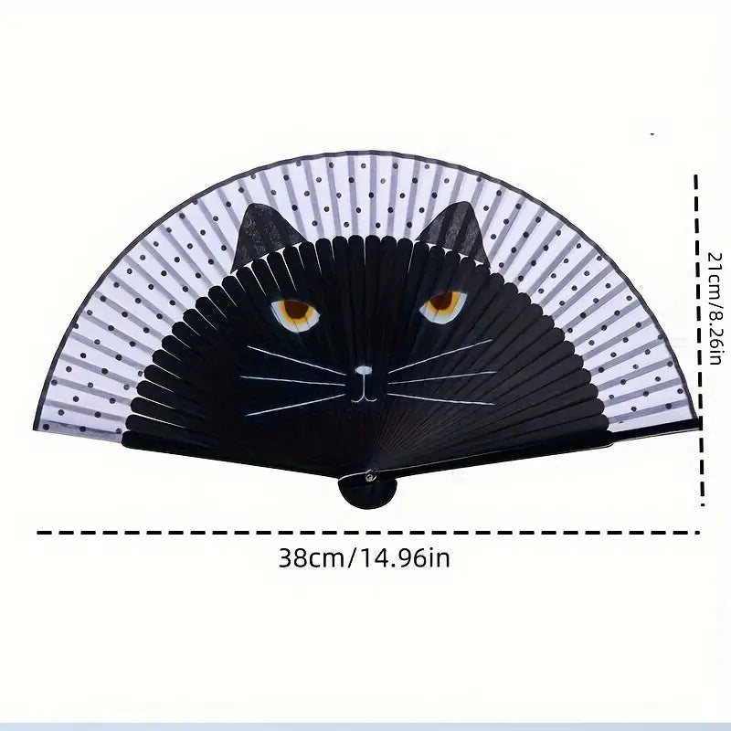 Black Cat Hand Fan