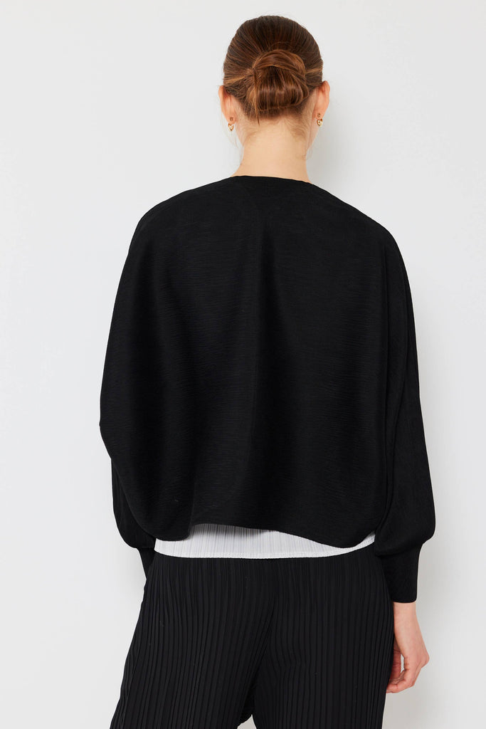 Ribbed Pleated Bolero: Black