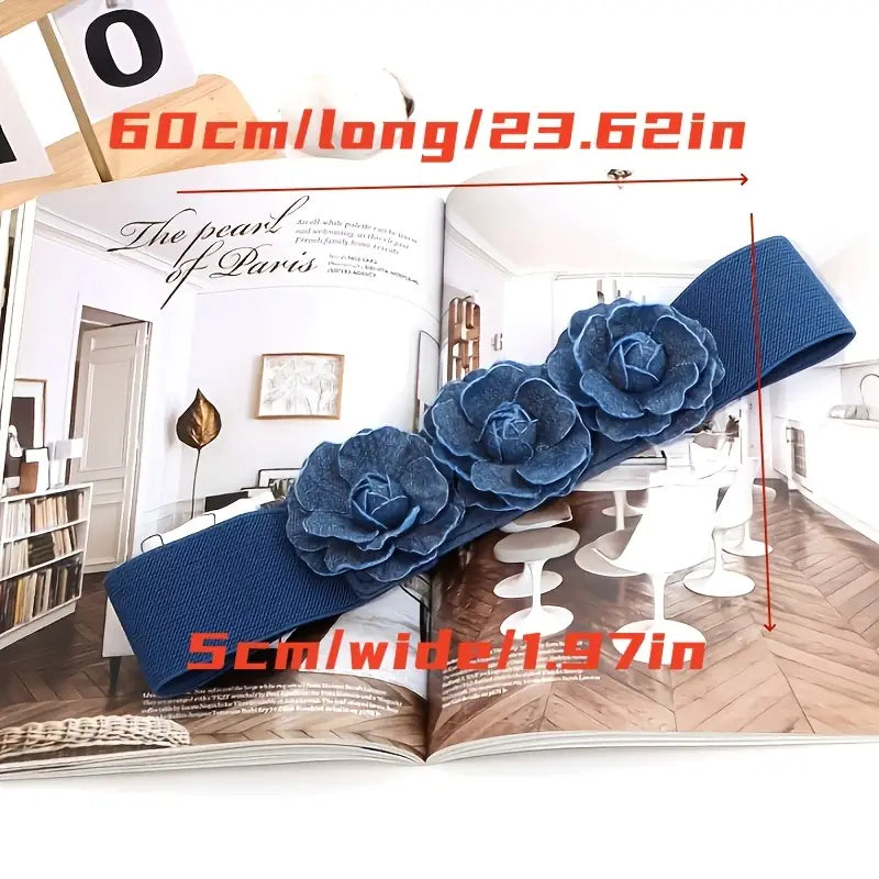 Denim Rose Stretch Belt