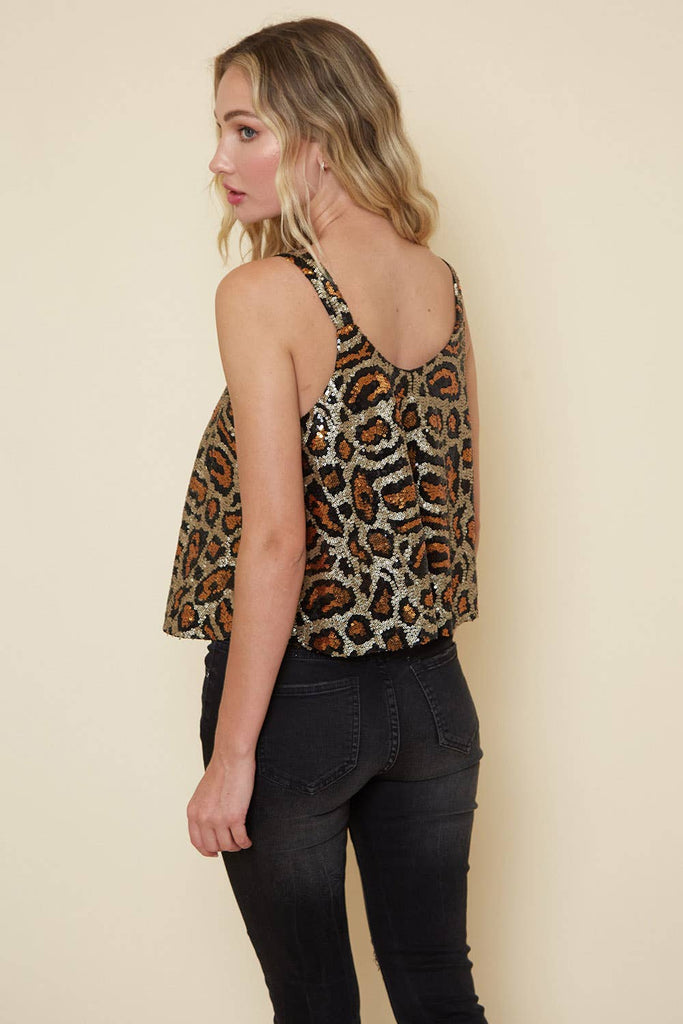 Luxe Leopard Sequin Tank Top