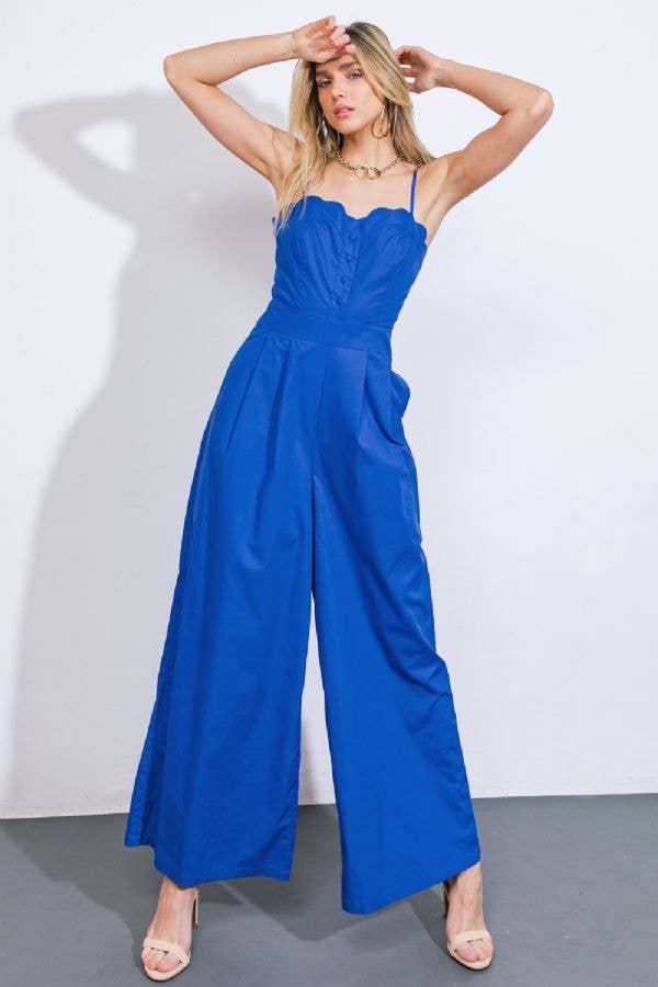 Cobalt Blue Cotton Jumpsuit