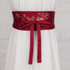 Embroidered Obi Belt: Ruby-Gold