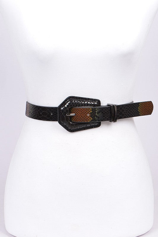 Faux Snake Skin Belt: Black