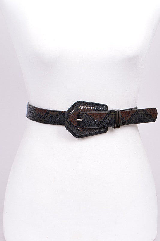 Faux Snake Skin Belt: Navy