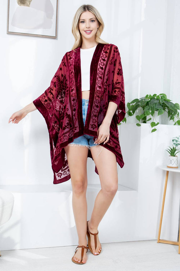 Bohemian Velvet Kimono: Wine
