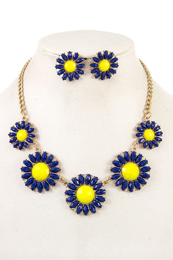 Retro Daisy Necklace Set: Royal