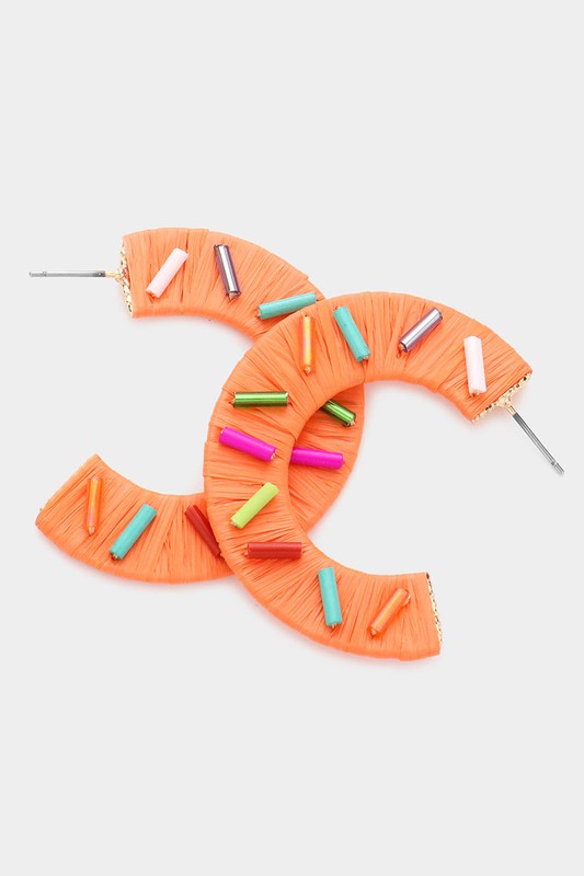 80's Sprinkle Hoop Earrings: Orange