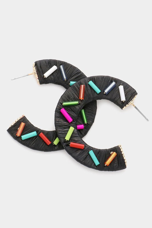 80's Sprinkle Hoop Earrings: Black