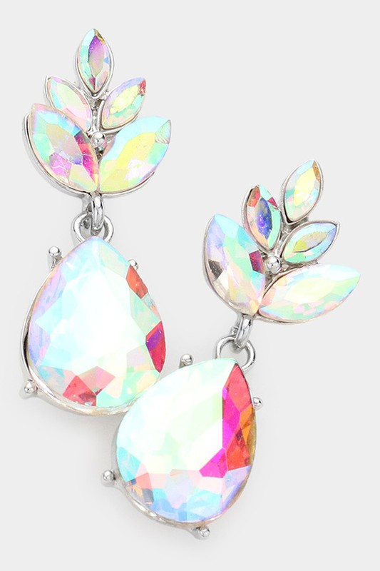 Cluster Drop Earrings: Clear AB