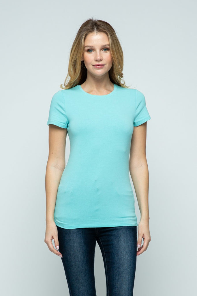 Stretch Cotton Tee: Aqua Blue