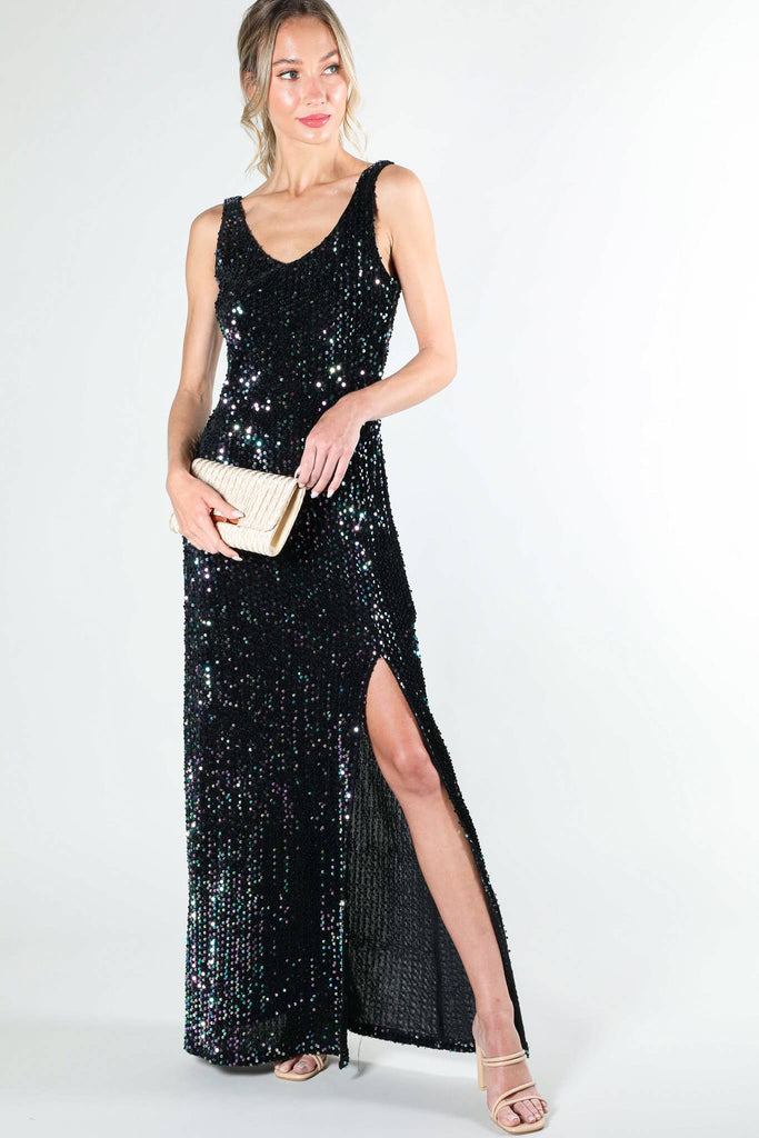 Stretch Sequin Maxi Dress