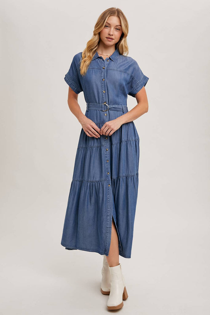 Tiered Tencel Denim Dress