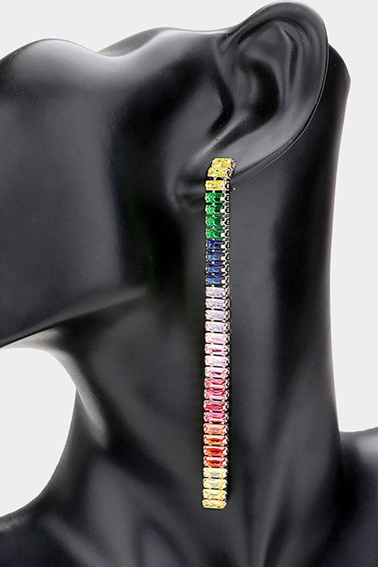 Rainbow Rhinestone Ladder Earrings