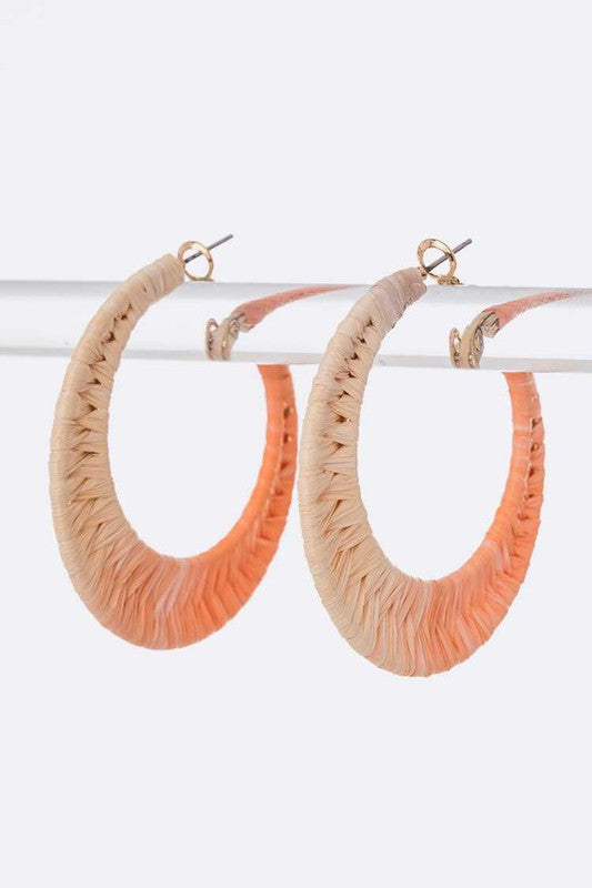 Raffia Wave Hoop Earring: Sunset