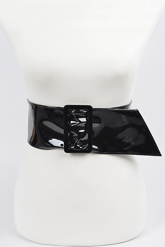Wide Patent Buckle Belt: Black