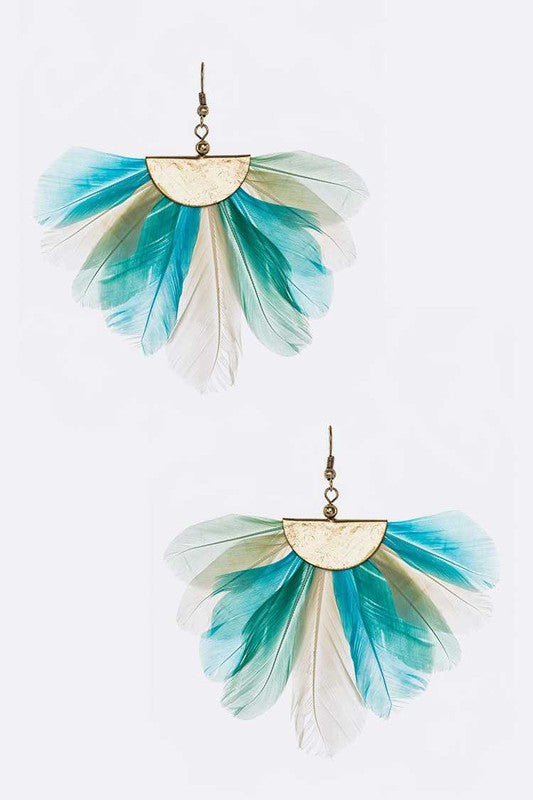 Feather Festival Earrings: Blue