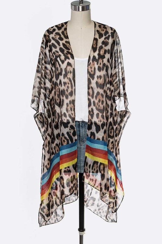 Leopard Rainbow Sheer Kimono