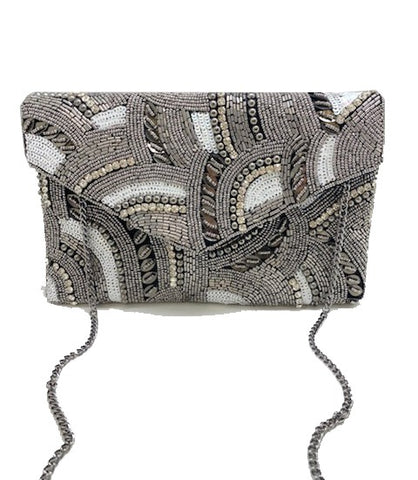 Stone Covered Evening Bag: Silver