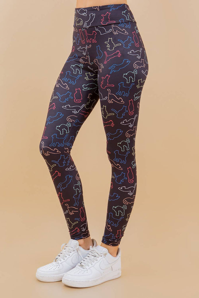 Colorful Cat Outline Leggings