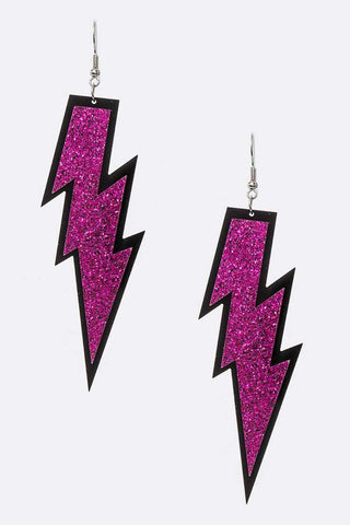 Glitter Lightning Bolt Earrings: Gold