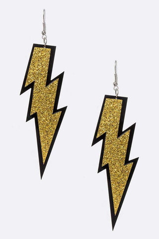 Glitter Lightning Bolt Earrings: Fuschia