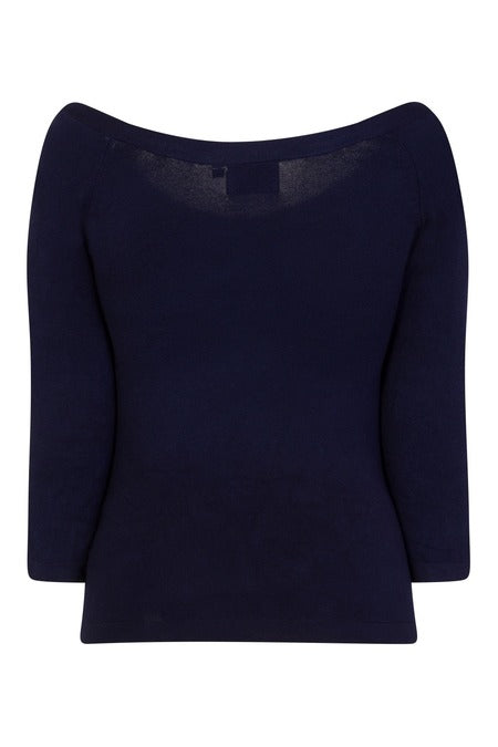 Pretty Illusion Knit Top: Navy