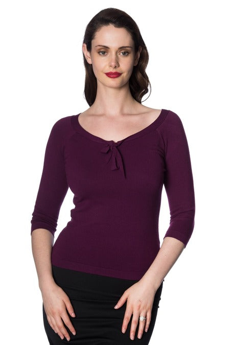 Pretty Illusion Knit Top: Plum
