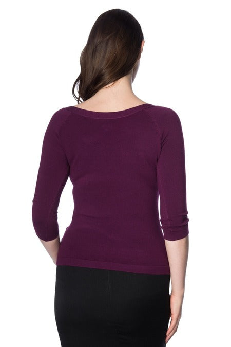 Pretty Illusion Knit Top: Plum