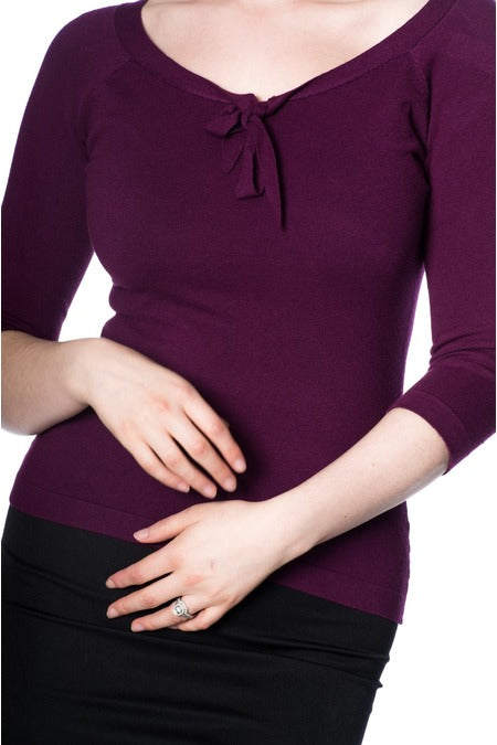 Pretty Illusion Knit Top: Plum
