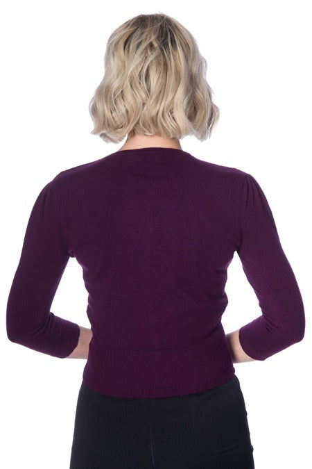 Curious Kitty Cardigan: Plum