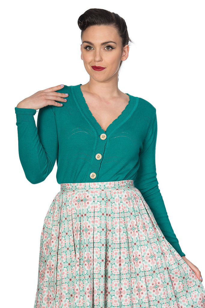 Cotton Scalloped Cardigan
