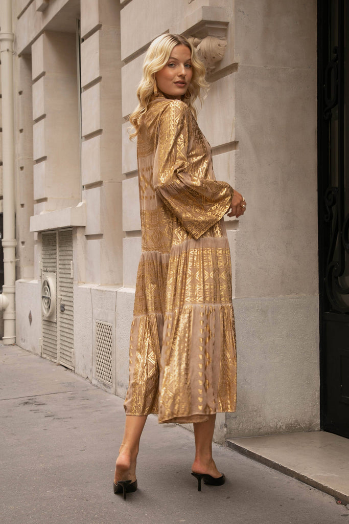 Gilded Goddess Flowy Dress