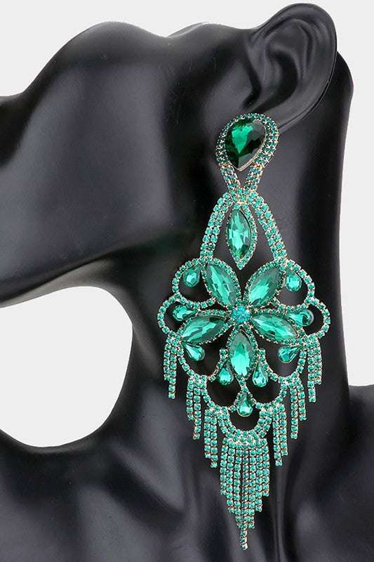 Glam Drop Chandelier Earrings: Emerald