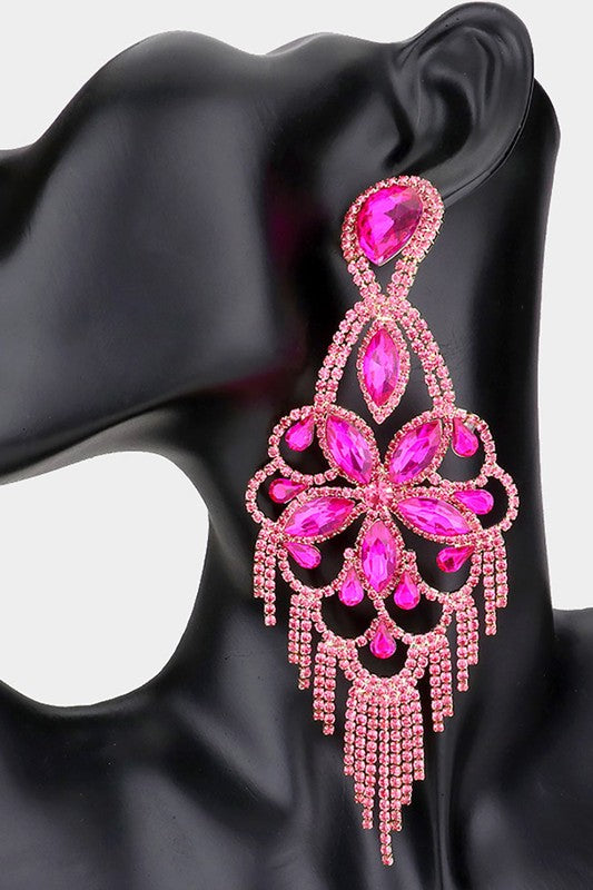 Glam Drop Chandelier Earrings: Fuchsia