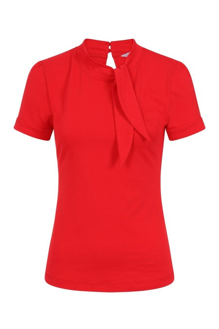 Oui Oui Tie Neck Top: Red