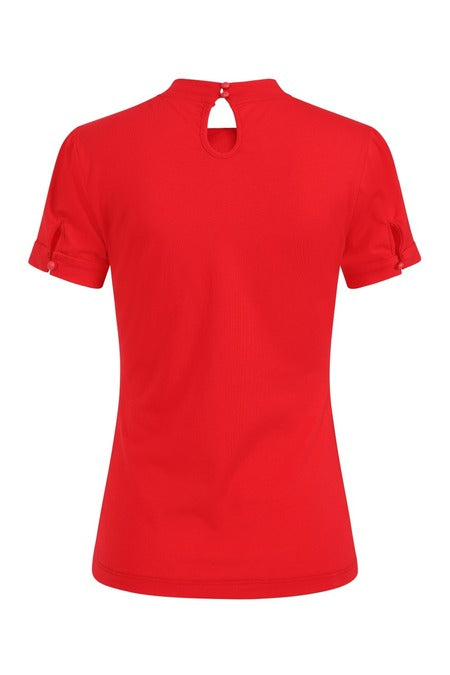 Oui Oui Tie Neck Top: Red