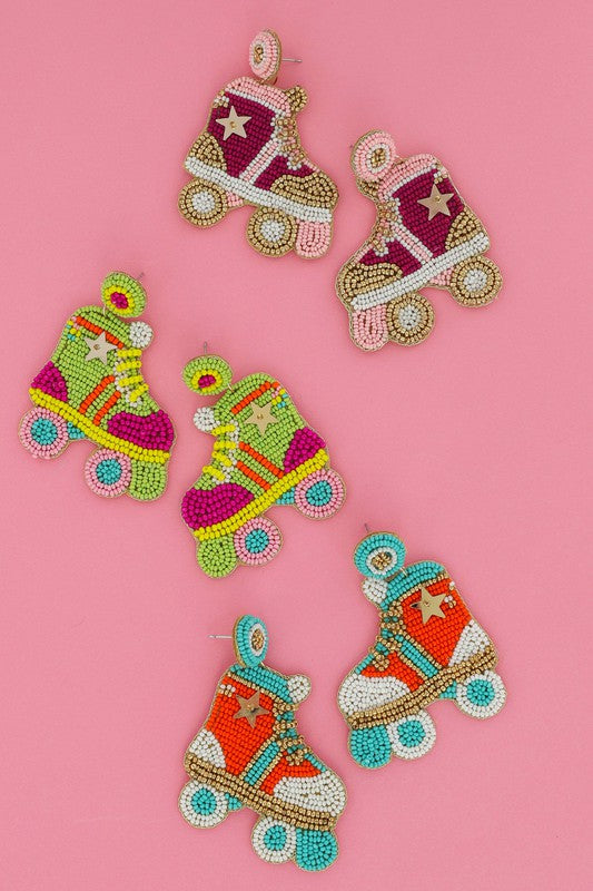 Beaded Roller Skate Earrings