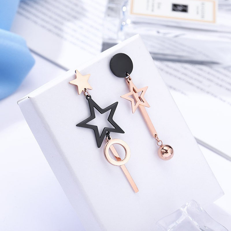 Stainless Steel Star Drop Earrings