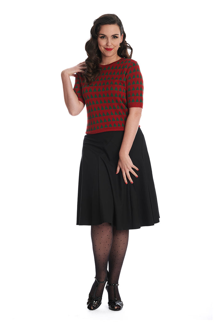 Classic Panel Swing Skirt: Black