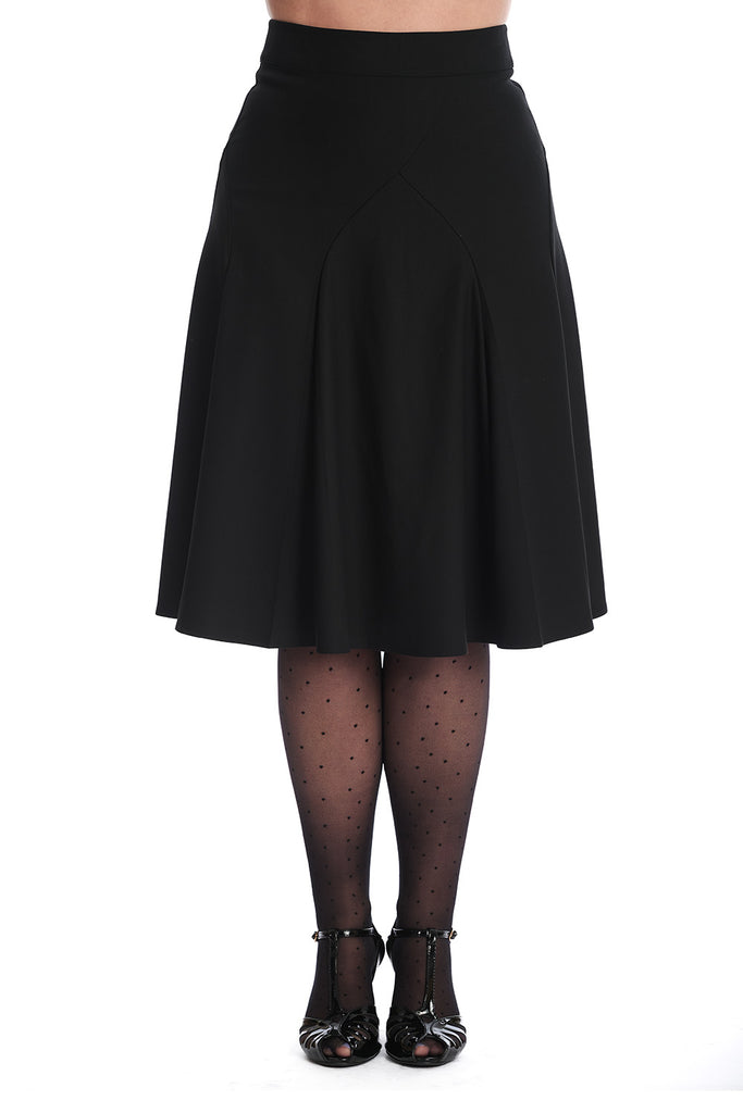 Classic Panel Swing Skirt: Black